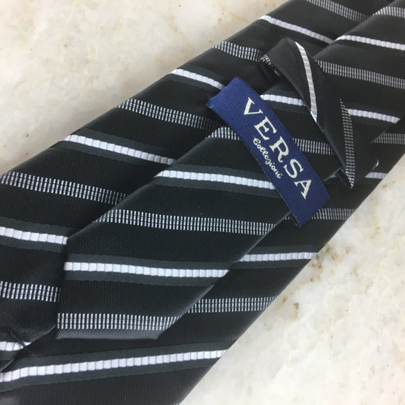 VERSA BLACK & SILVER REGIMENT TIE - Picture 6 of 14